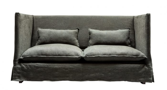 campaign sofa 100% dark moss linen loose cover